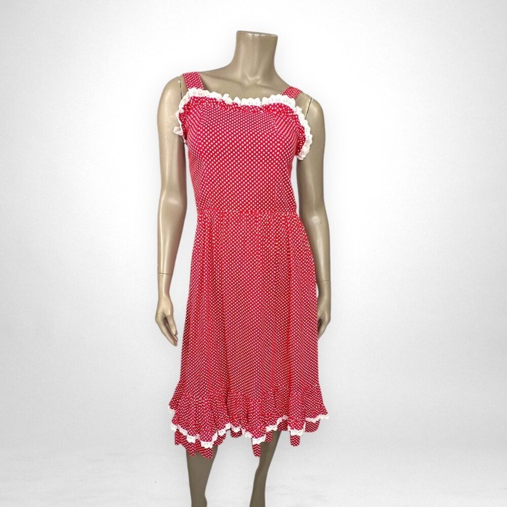 Vintage Sleeveless Polka‎ Dot Summer Dress Small Sundress